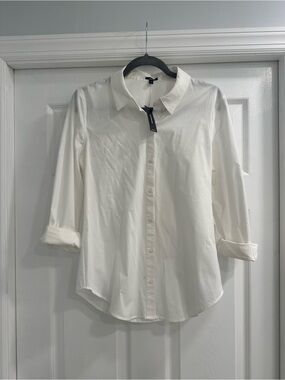 Express White Button-Up Shirt with RFID Tag